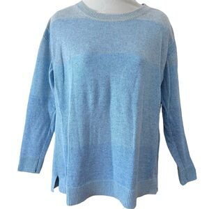 100% Cotton Blue Hombre Crewneck Sweater Size Medium T by Talbots